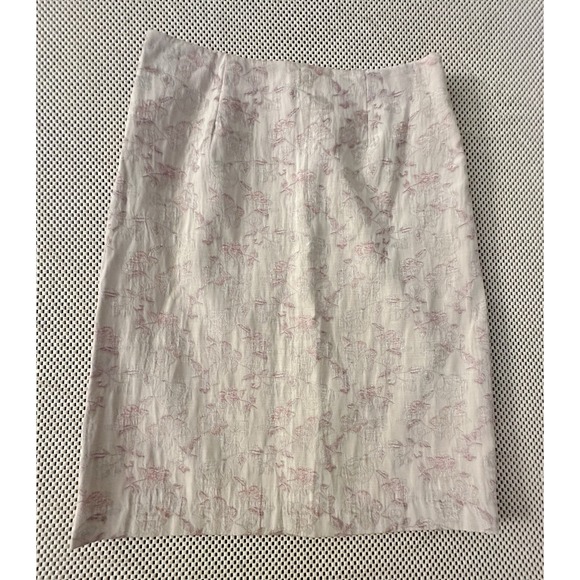 Jaclyn Smith Dresses & Skirts - VTG Jaclyn Smith Linen Skirt Women Sz 6 Pink Jacquard Brocade Midi Pencil Damask